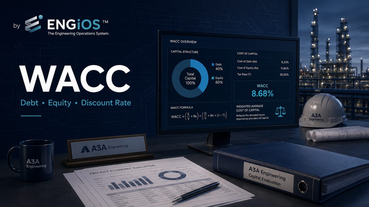 WACC em projetos de engenharia: custo médio ponderado de capital e taxa de desconto