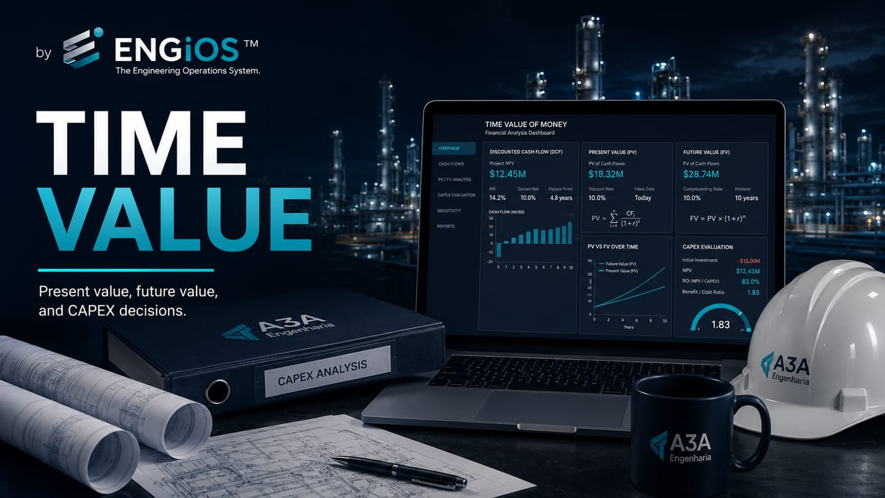 Valor do dinheiro no tempo em projetos de engenharia: valor presente, valor futuro e decisões de CAPEX