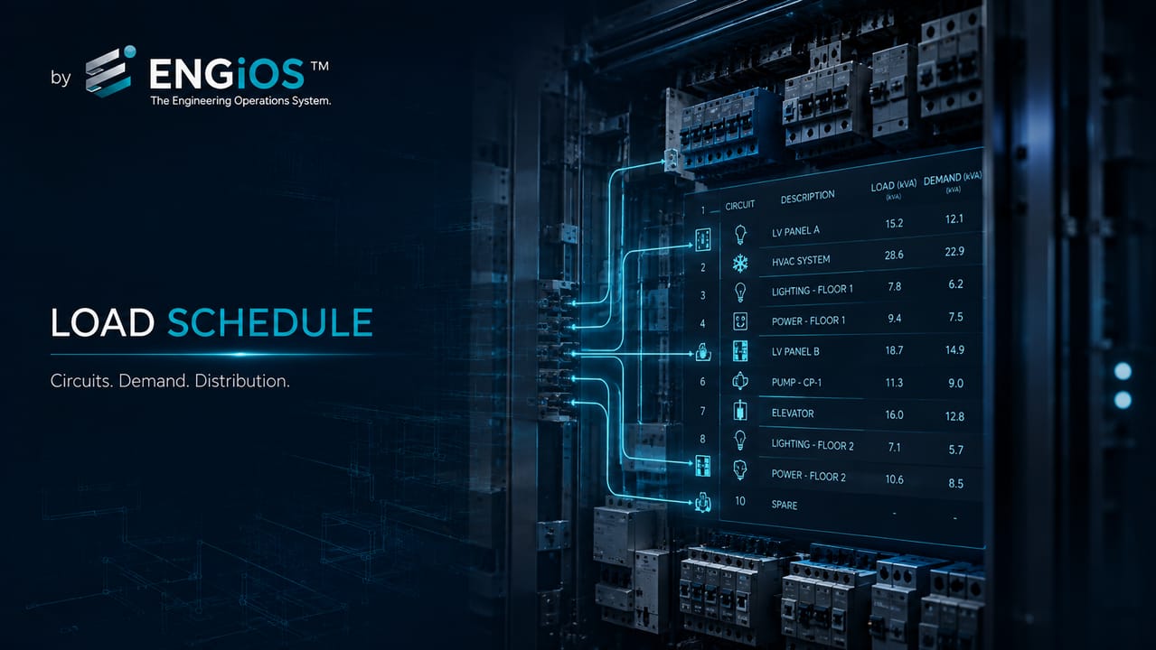 Imagem demonstrando um quadro de cargas elétricas em projeto, com circuitos, potências, demanda, fases e consolidação técnica para dimensionamento da instalação.