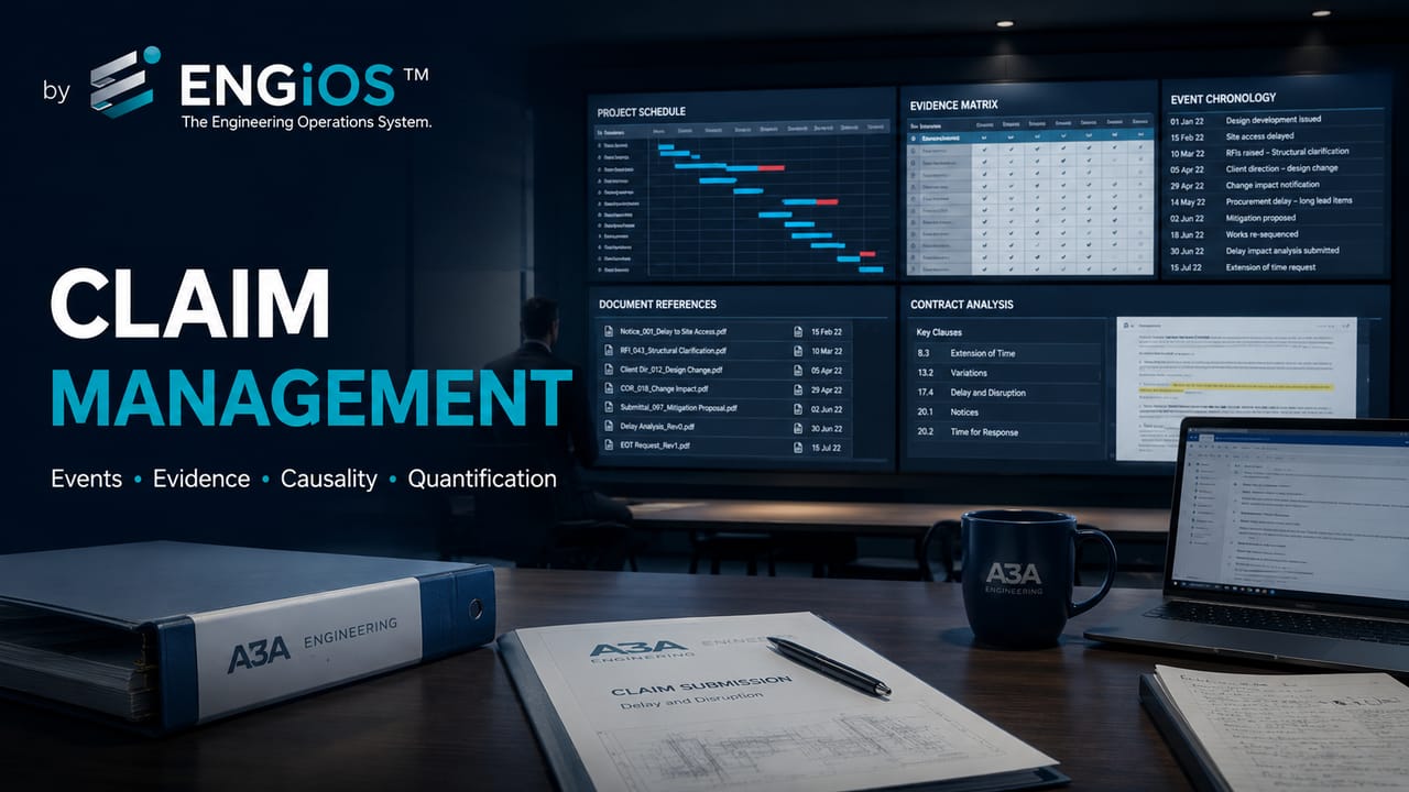 Claim Management em projetos de engenharia com eventos, evidências, nexo causal e quantificação de pleitos
