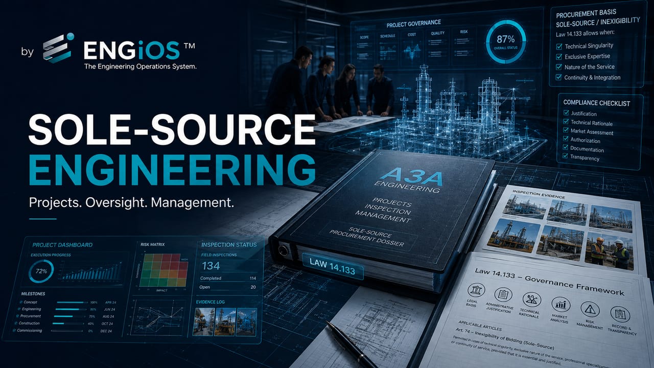 Imagem demonstrando Strategic Sourcing em Engenharia, com análise de mercado, estratégia de fornecimento, alternativas de source e seleção estruturada de fornecedores.