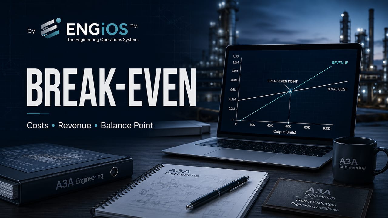 Ponto de equilíbrio e break-even em projetos de engenharia: cálculo e interpretação