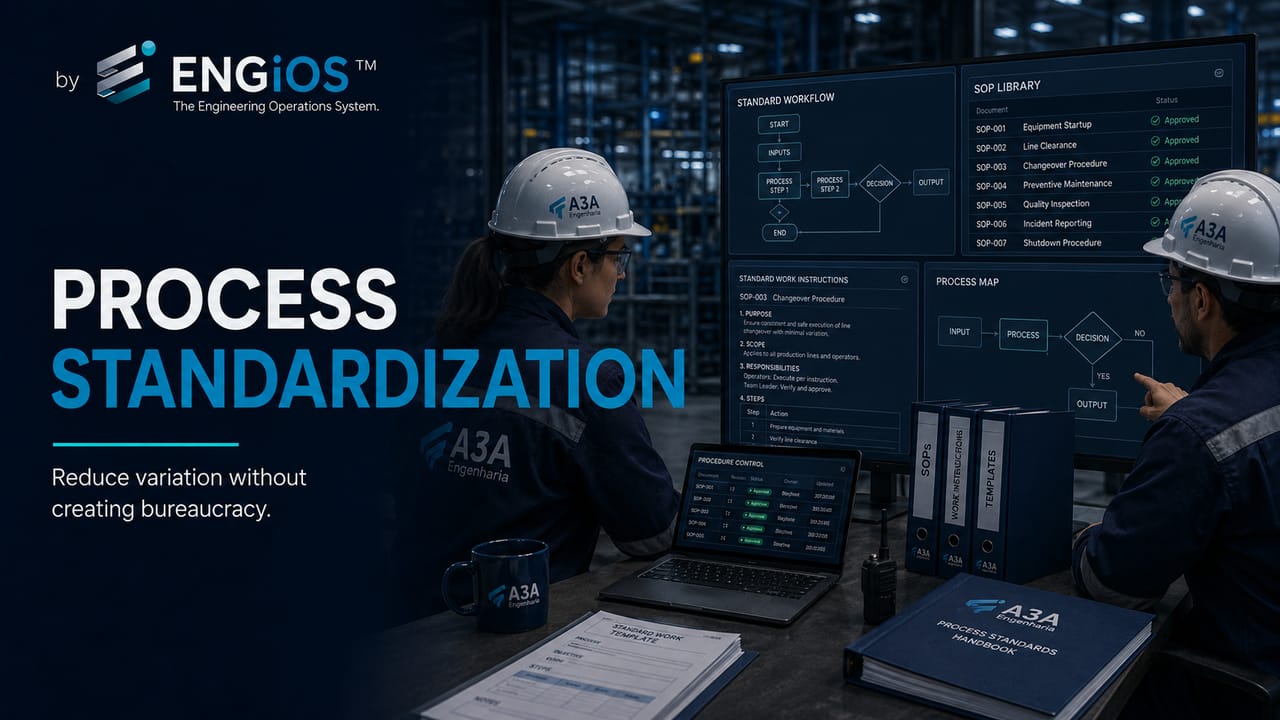 Padronização de processos de Engenharia para reduzir variação, retrabalho e aumentar consistência operacional