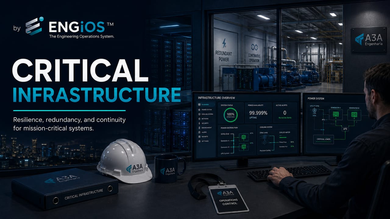 Infraestrutura crítica em engenharia: sistemas essenciais, riscos, redundância e continuidade operacional