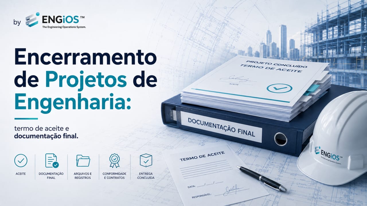 Imagem de pastas e plantas de encerramento de projetos